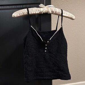 Brandy Melville Black and White Polka Dot Tank Top